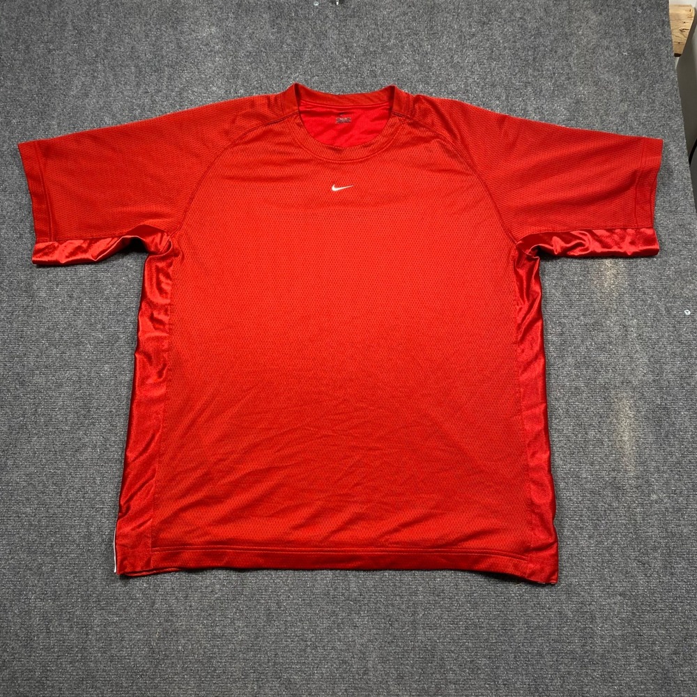 Nike Dri‎ Fit Red Athletic T Shirt Men's XXL Gym Workout Training